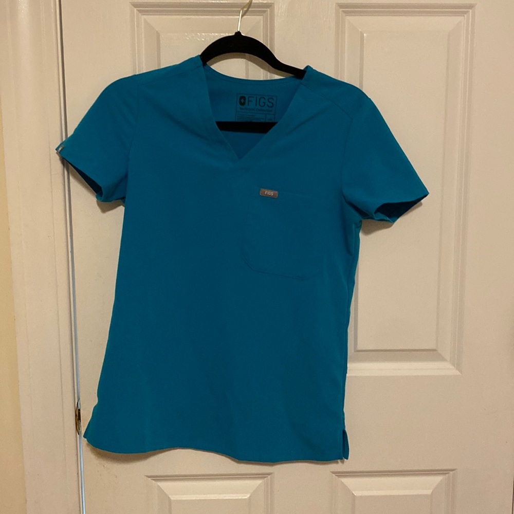 Figs Catarina One Pocket Scrub Top in Teal